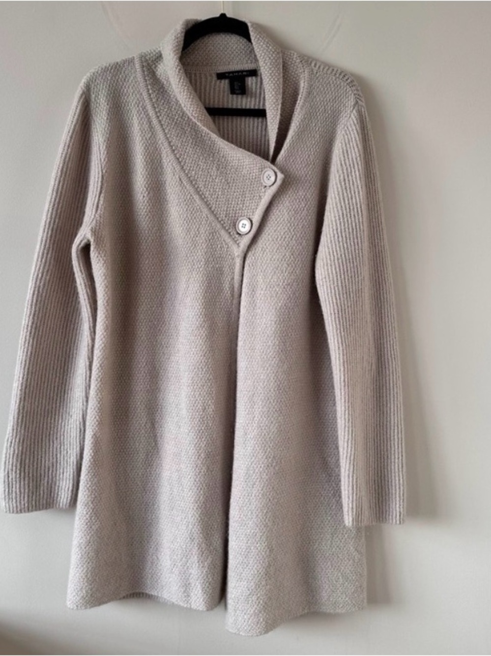 Tahari-Wrap Wool Blend Wheat
Wrap Sweater Cardigan (Size:Large)